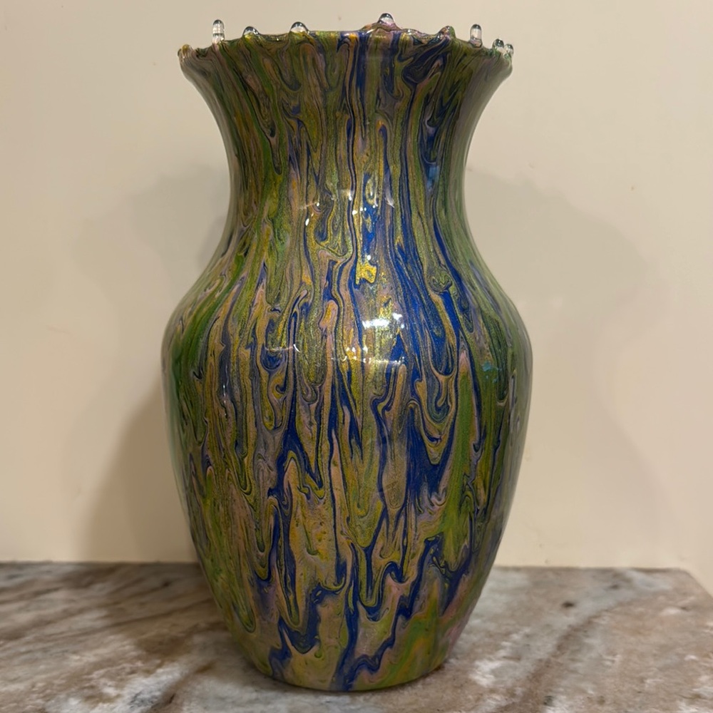 Artisan Swirl Vase - Green and Blue